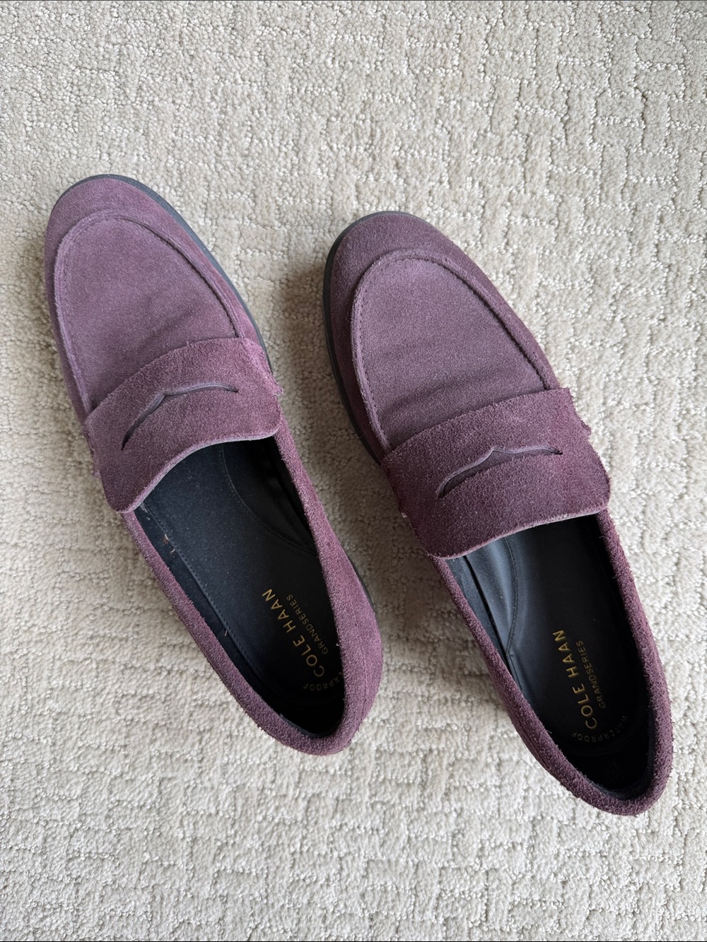 Cole Haan Burgundy Suede Penny Loafers size8 1/2 - Picture 6 of 9